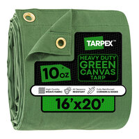 Tarpex 16' x 20' Green Heavy-Duty Weatherproof 10 oz. Poly Canvas Tarp CTG10-TA-1620