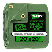 Tarpex 20' x 20' Green Heavy-Duty Weatherproof 10 oz. Poly Canvas Tarp CTG10-TA-2020