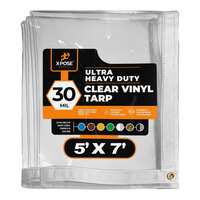 Xpose Safety 5' x 7' Clear Super Heavy-Duty Weatherproof 30 Mil PVC Vinyl Tarp CVT30-57