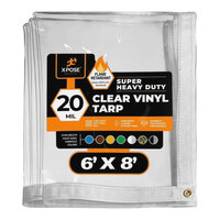 Xpose Safety 6' x 8' Clear Super Heavy-Duty Weatherproof Fire-Retardant 20 Mil PVC Vinyl Tarp CVTFR-68