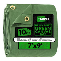 Tarpex 7' x 9' Green Heavy-Duty Weatherproof 10 oz. Poly Canvas Tarp CTG10-TA-79