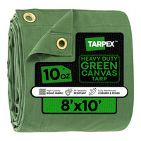 Tarpex 8' x 10' Green Heavy-Duty Weatherproof 10 oz. Poly Canvas Tarp CTG10-TA-810