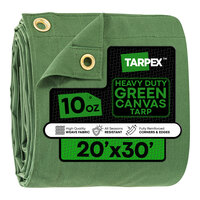 Tarpex 20' x 30' Green Heavy-Duty Weatherproof 10 oz. Poly Canvas Tarp CTG10-TA-2030