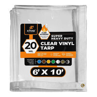 Xpose Safety 6' x 10' Clear Super Heavy-Duty Weatherproof Fire-Retardant 20 Mil PVC Vinyl Tarp CVTFR-610