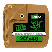 Tarpex 20' x 40' Tan Heavy-Duty Weatherproof 10 oz. Poly Canvas Tarp CTT10-TA-2040