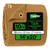 Tarpex 14' x 20' Tan Heavy-Duty Weatherproof 10 oz. Poly Canvas Tarp CTT10-TA-1420
