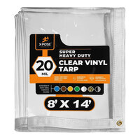 Xpose Safety 8' x 14' Clear Super Heavy-Duty Weatherproof 20 Mil PVC Vinyl Tarp CVT20-814