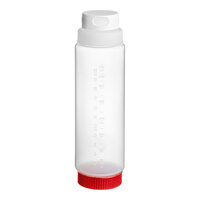 Vollrath Traex® 24 oz. Clear FIFO Squeeze Dispenser with White Flowcut™ Cap and Red Base Cap