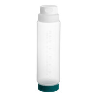 Vollrath Traex® 24 oz. Clear FIFO Squeeze Dispenser with White Flowcut™ Cap and Green Base Cap