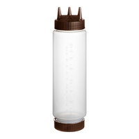 Vollrath Traex® 24 oz. Clear FIFO Squeeze Dispenser with Brown Tri Tip™ Cap and Base Cap