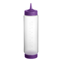 Vollrath Traex® 24 oz. Clear FIFO Squeeze Dispenser with Purple Single Tip Cap and Base Cap