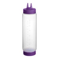 Vollrath Traex® 24 oz. Clear FIFO Squeeze Dispenser with Purple Twin Tip™ Cap and Base Cap