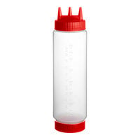 Vollrath Traex® 24 oz. Clear FIFO Squeeze Dispenser with Red Tri Tip™ Cap and Base Cap