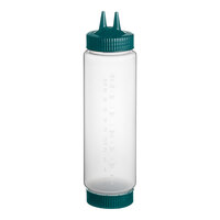 Vollrath Traex® 24 oz. Clear FIFO Squeeze Dispenser with Green Twin Tip™ Cap and Base Cap