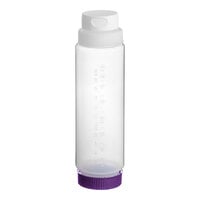 Vollrath Traex® 24 oz. Clear FIFO Squeeze Dispenser with White Flowcut™ Cap and Purple Base Cap