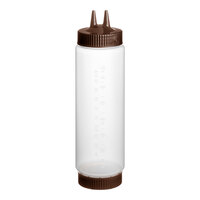 Vollrath Traex® 24 oz. Clear FIFO Squeeze Dispenser with Brown Twin Tip™ Cap and Base Cap