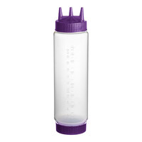 Vollrath Traex® 24 oz. Clear FIFO Squeeze Dispenser with Purple Tri Tip™ Cap and Base Cap