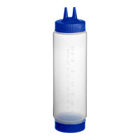 Vollrath Traex® 24 oz. Clear FIFO Squeeze Dispenser with Blue Twin Tip™ Cap and Base Cap