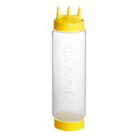 Vollrath Traex® 24 oz. Clear FIFO Squeeze Dispenser with Yellow Tri Tip™ Cap and Base Cap