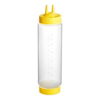 Vollrath Traex® 24 oz. Clear FIFO Squeeze Dispenser with Yellow Twin Tip™ Cap and Base Cap