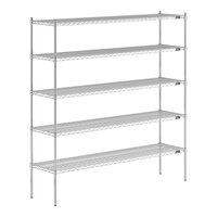 Lavex Pro 18" x 72" NSF Chrome Heavy-Duty 5-Shelf Kit with 74" Posts