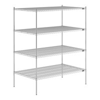 Lavex Pro 36" x 60" NSF Chrome Heavy-Duty 4-Shelf Kit with 74" Posts