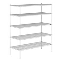 Lavex Pro 30" x 72" NSF Chrome Heavy-Duty 5-Shelf Kit with 86" Posts