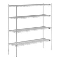 Lavex Pro 18" x 60" NSF Chrome Heavy-Duty 4-Shelf Kit with 64" Posts