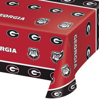 Creative Converting 336369 54" x 108" University of Georgia Plastic Table Cover - 12/Case