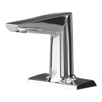 T&S WaveCrest ECW-3163 Polished Chrome Deck Mount Sensor Faucet with 5" Cast Spout, 4" Centers, and 0.5 GPM Vandal-Resistant Non-Aerated Spray Device