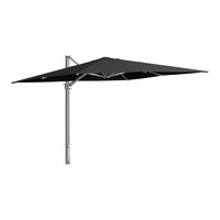 Lancaster Table & Seating 10' Square Raven Black Crank Lift Silver Aluminum Cantilever Umbrella