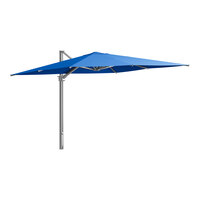 Lancaster Table & Seating 10' Square Lake Blue Crank Lift Silver Aluminum Cantilever Umbrella