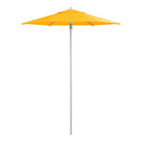 Lancaster Table & Seating 6' Round Sunflower Yellow Push Lift Silver Aluminum Umbrella