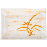 Thunder Group 2408 Gold Orchid 12 oz. Rectangular Melamine Wave Plate - 12/Pack