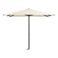 Lancaster Table & Seating 9' Square Shell Beige Pulley Lift Black Aluminum Umbrella