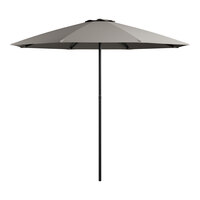 Lancaster Table & Seating 7 1/2' Round Ash Gray Push Lift Black Steel Umbrella