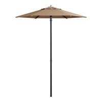 Lancaster Table & Seating 6' Round Tundra Tan Push Lift Black Aluminum Umbrella