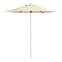 Lancaster Table & Seating 7 1/2' Round Shell Beige Push Lift Silver Aluminum Umbrella