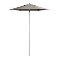 Lancaster Table & Seating 6' Round Fog Gray Push Lift Silver Aluminum Umbrella