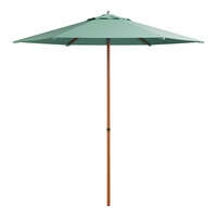 Lancaster Table & Seating 7 1/2' Round Glacier Blue Push Lift Woodgrain Aluminum Umbrella