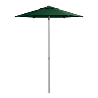 Lancaster Table & Seating 6' Round Forest Green Push Lift Black Aluminum Umbrella