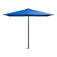 Lancaster Table & Seating 9' Square Lake Blue Pulley Lift Black Aluminum Umbrella