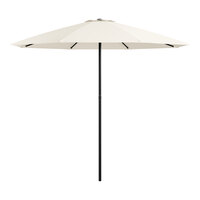 Lancaster Table & Seating 7 1/2' Round Fossil White Push Lift Black Steel Umbrella