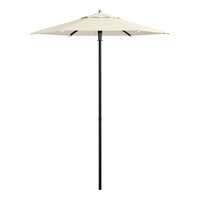 Lancaster Table & Seating 6' Round Shell Beige Push Lift Black Aluminum Umbrella