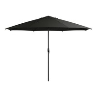 Lancaster Table & Seating 11' Round Coal Black Crank Lift Black Steel Umbrella