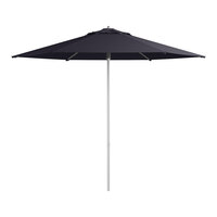 Lancaster Table & Seating 9' Round Midnight Navy Push Lift Silver Aluminum Umbrella