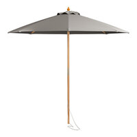 Lancaster Table & Seating 7 1/2' Round Ash Gray Pulley Lift Bamboo Umbrella