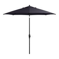 Lancaster Table & Seating 9' Round Midnight Navy Crank Lift Auto Tilt Black Aluminum Umbrella