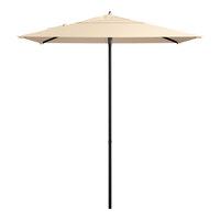 Lancaster Table & Seating 6 1/2' Square Sand Push Lift Black Aluminum Umbrella