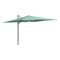 Lancaster Table & Seating 10' Square Glacier Blue Crank Lift Silver Aluminum Cantilever Umbrella with Lights